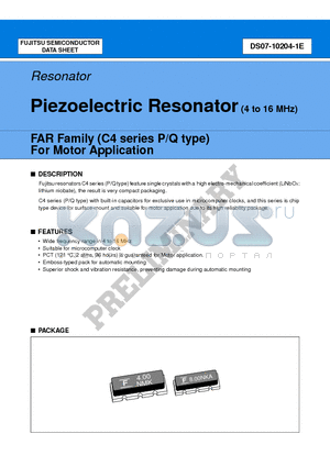FAR-C4C datasheet - Piezoelectric Resonator (4 to 16 MHz)