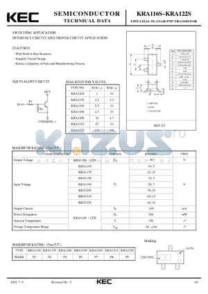 KRA117S datasheet - EPITAXIAL PLANAR PNP TRANSISTOR