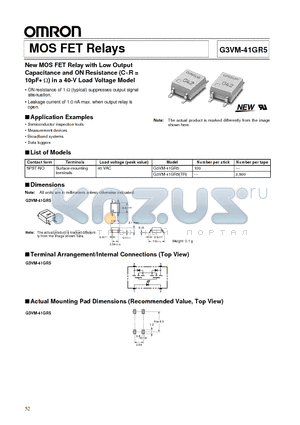 G3VM-41GR5 datasheet - MOSFET Relays