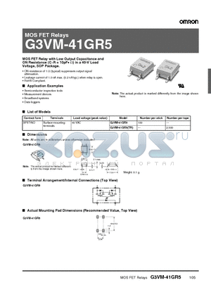 G3VM-41GR5 datasheet - MOS FET Relays