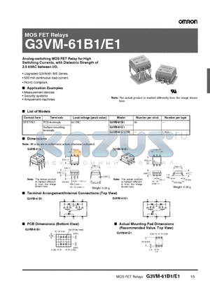 G3VM-61B1 datasheet - MOS FET Relays