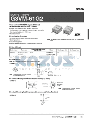 G3VM-61G2TR datasheet - MOS FET Relays