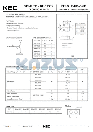 KRA305E datasheet - EPITAXIAL PLANAR PNP TRANSISTOR