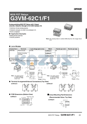 G3VM-62F1TR datasheet - MOS FET Relays
