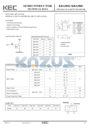 KRA305E datasheet - EPITAXIAL PLANAR PNP TRANSISTOR