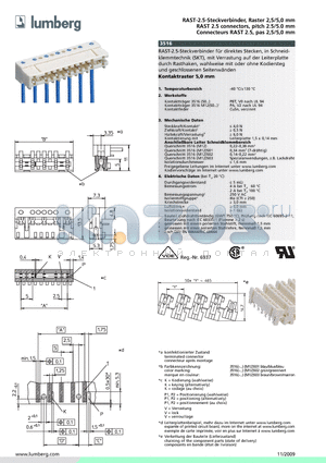 351609 datasheet - RAST-2.5-Steckverbinder, Raster 2,5/5,0 mm