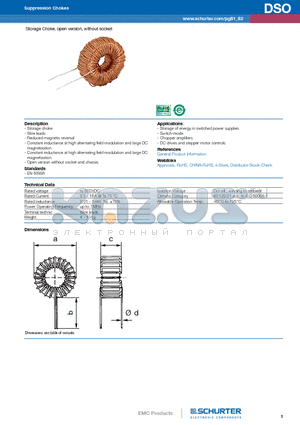 DSO1-48-0005 datasheet - Storage Choke, open version, without socket