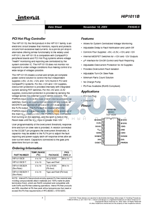 HIP1011BCBZA-T datasheet - PCI Hot Plug Controller