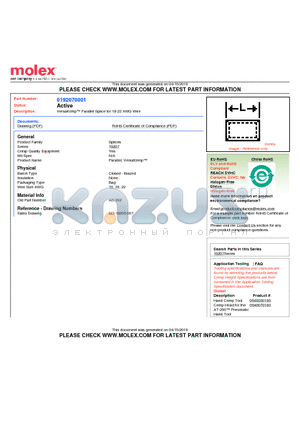 192070001 datasheet - VersaKrimp Parallel Splice for 18-22 AWG Wire