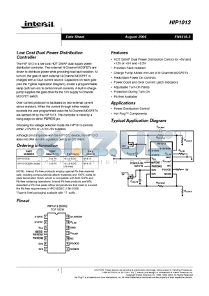 HIP1013CB datasheet - Low Cost Dual Power Distribution Controller