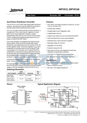 HIP1012CB datasheet - Dual Power Distribution Controller