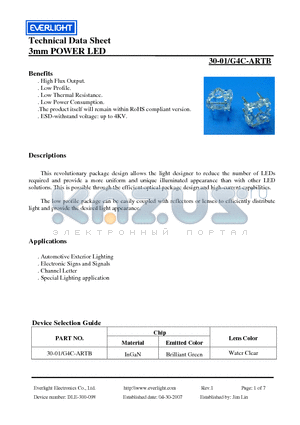 G4C-ARTB datasheet - 3mm POWER LED