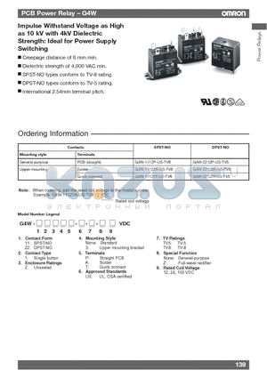 G4W-22123A-US-TV5 datasheet - PCB Power Relay