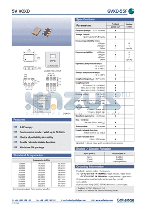 GVXO-55F/SB datasheet - 5V VCXO