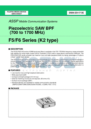 FAR-F5CE-820M00-K204 datasheet - Piezoelectric SAW BPF (700 to 1700 MHz)