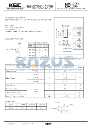 KRC109S datasheet - EPITAXIAL PLANAR NPN TRANSISTOR