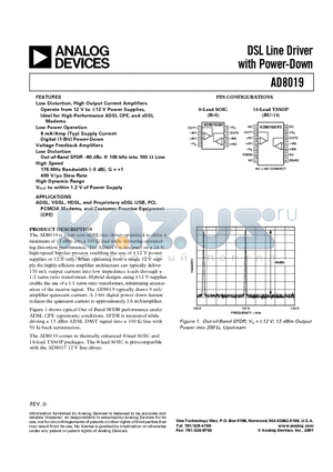 AD8019AR-REEL datasheet - DSL Line Driver with Power-Down