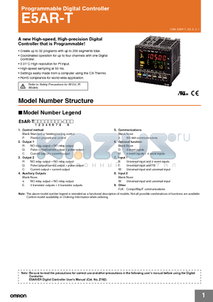 E5AR-TC43B-FLK datasheet - Programmable Digital Controller