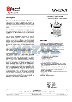 GW-UDACT datasheet - Universal Digital Alarm Communication Transmitter