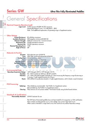 GW12LJPC datasheet - Ultra-Thin Fully Illuminated Paddles