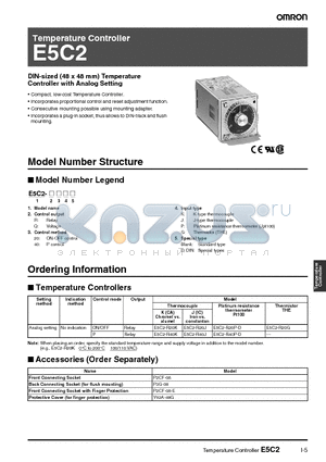 E5C2-Q40GD datasheet - DIN-sized (48 x 48 mm) Temperature Controller with Analog Setting