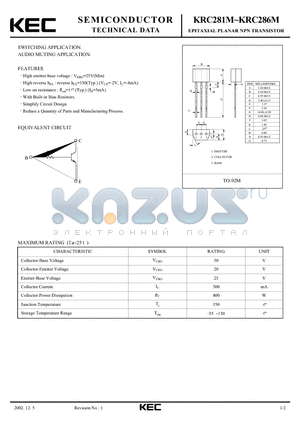 KRC282M datasheet - EPITAXIAL PLANAR NPN TRANSISTOR (SWITCHING, AUDIO MUTING)