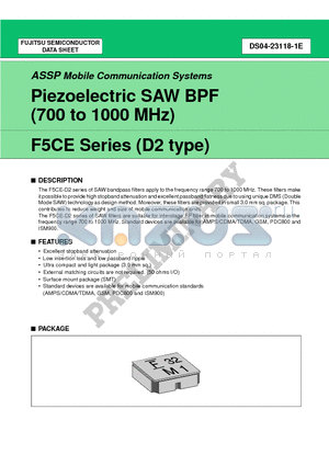FAR-F5CE-902M50-D234-W datasheet - Piezoelectric SAW BPF (700 to 1000 MHz)