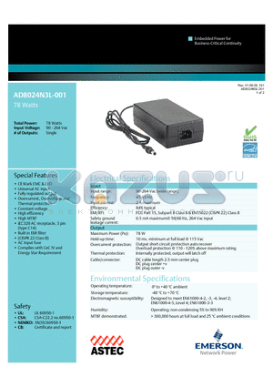 AD8024N3L-001 datasheet - Universal AC input