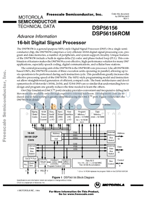 DSP56156FE60 datasheet - 16-bit Digital Signal Processor