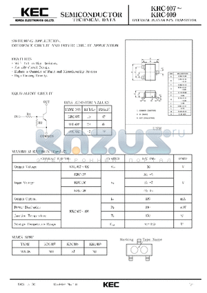 KRC409 datasheet - EPITAXIAL PLANAR NPN TRANSISTOR (SWITCHING, INTERFACE CIRCUIT AND DRIVER CIRCUIT)