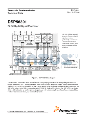 DSP56301 datasheet - 24-Bit Digital Signal Processor