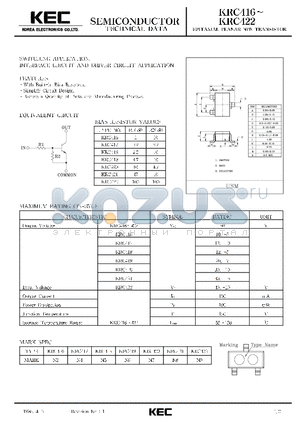 KRC418 datasheet - EPITAXIAL PLANAR NPN TRANSISTOR (SWITCHING, INTERFACE CIRCUIT AND DRIVER CIRCUIT)