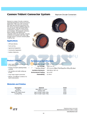 192900-0226 datasheet - Cannon Trident Connector System Neptune Circular Connectors