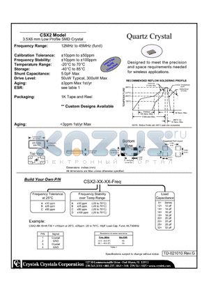CSX2-AA-14-44.736 datasheet - Quartz Crystal  3.5X6 mm Low Profile SMD Crystal