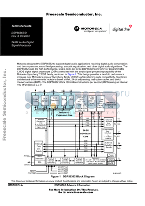 DSP56362 datasheet - 24-Bit Audio Digital Signal Processor