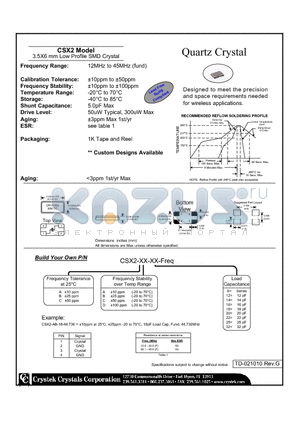 CSX2-AC-14-44.736 datasheet - Quartz Crystal  3.5X6 mm Low Profile SMD Crystal