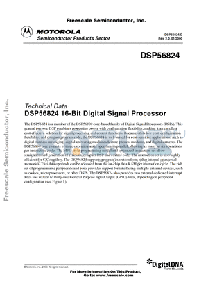 DSP56800FM/D datasheet - DSP56824 16-Bit Digital Signal Processor