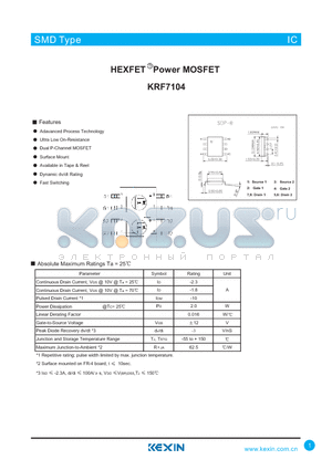 KRF7104 datasheet - HEXFET Power MOSFET