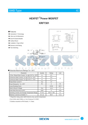 KRF7301 datasheet - HEXFET Power MOSFET