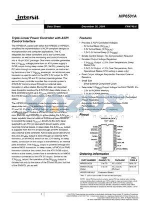 HIP6501A datasheet - Triple Linear Power Controller with ACPI Control Interface