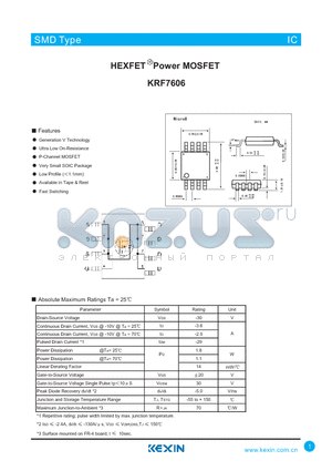 KRF7606 datasheet - HEXFET Power MOSFET