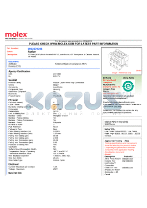 90327-0308 datasheet - 1.27mm (.050) Pitch Picoflex^ PF-50, Low Profile, IDT Receptacle, 8 Circuits, Natural, Tin Plated