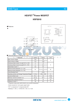 KRF8910 datasheet - HEXFET Power MOSFET