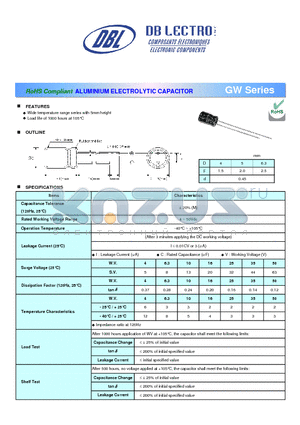 GW2A470LT datasheet - ALUMINIUM ELECTROLYTIC CAPACITOR