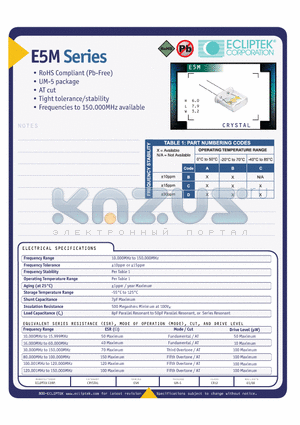 E5M2BBBS-30.000M datasheet - CRYSTAL