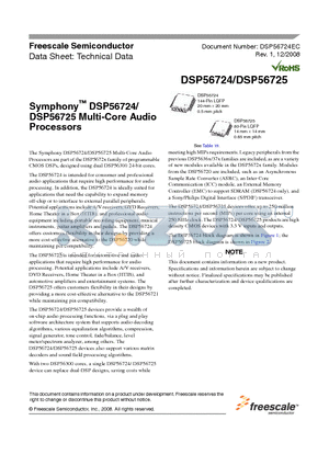 DSPB56724CAG datasheet - Symphony DSP56724/DSP56725 Multi-Core Audio Processors