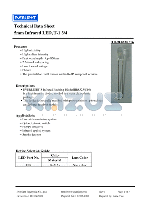 HIR8323/C16 datasheet - 5mm Infrared LED, T-1 3/4