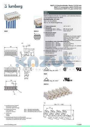 3521-211 datasheet - RAST-2.5-Steckverbinder, Raster 2,5/5,0 mm