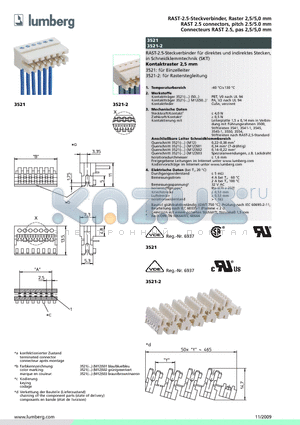 352106 datasheet - RAST-2.5-Steckverbinder, Raster 2,5/5,0 mm