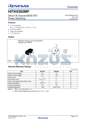 HITK0302MP datasheet - Silicon N Channel MOS FET Power Switching